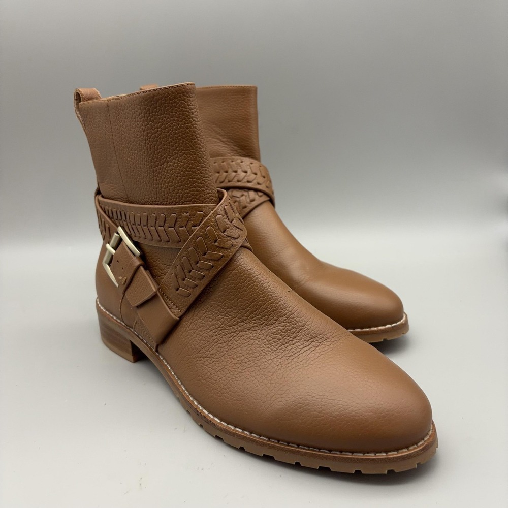 Jack Rogers Boots Womens Size 8 Brown Leather Ankle Buckle Booties Low Heel